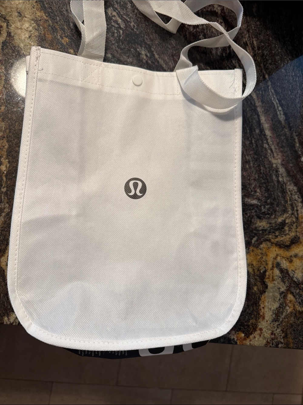 lululemon athletica White and Black Logo Tote